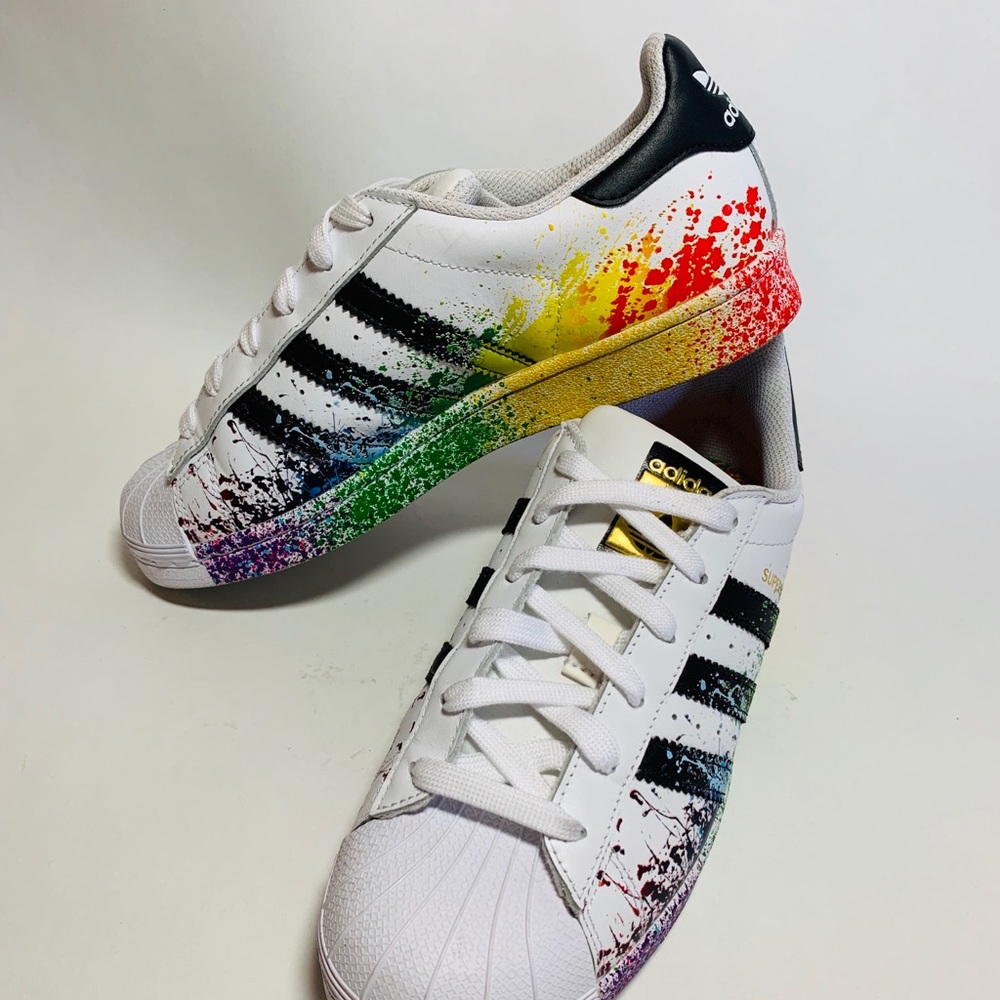 Adidas superstar rainbow paint splatter(5.5unisex)